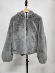 グレー リバーシブル ファー ジャケット 55 77