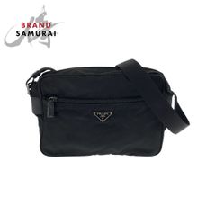 PRADA プラダ テスート 三角ロゴプレート ブラック 黒 シルバー金具
