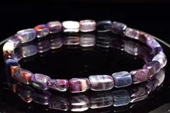 【１点物】AA+☆紫の濃淡が織りなす上級の美 スギライト(杉石)　6-9x4-5.5mm　チューブカット ブレスレット パワーストーン 天然石 _MC2107