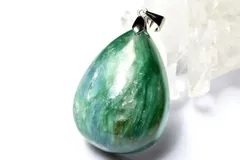 【１点物】シルバー925◇希少共生 カイヤナイトインフックサイト　30x23mm　ドロップ ペンダントトップ パワーストーン 天然石 _PC7751