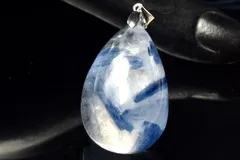 【１点物】シルバー925◇天然無着色 カイヤナイトシリカ　31x20mm　ドロップ ペンダントトップ パワーストーン 天然石 _PC7736