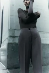 ZARA ザラ グレー ハイウエスト スラックス XS