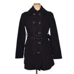 バーバリーブルーレーベル BURBERRY BLUE LABEL ダブル ショートコート ウール 裏地ノバチェック 38 黒 ブラック FNF08-866-09