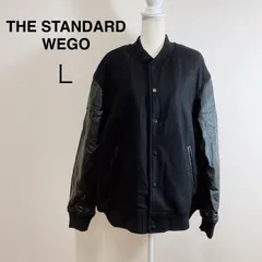THE STANDARD WEGO メルトンアワードジャケット ブラック スタジャン オーバーサイズ 冬服 秋服 韓国ファッション ストリート アウター レイヤード ビッグシルエット ユニセックス コート 上着 Lのサムネイル