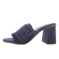 ミュウミュウ miumiu サンダル ミュール チャンキーヒール デニム ロゴ 35.5 ネイビー 5XX553 /YO20