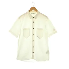 ストーンアイランド STONE ISLAND シャツ 半袖 前開き ロゴ コットン XL オフホワイト /NR ■GY53