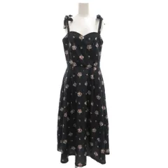 アクシーズファム axes femme ブーケ柄ドットキャミワンピース ロング F 花柄 黒 ブラック /GV