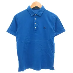 バーバリーブラックレーベル BURBERRY BLACK LABEL ポロシャツ 半袖 2 青 ブルー 鹿の子 ホースロゴ刺繍 /GV