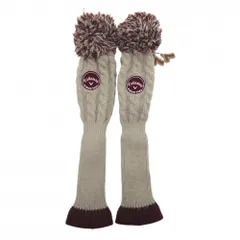 キャロウェイ ニットヘッドカバー2点セット(FW) グレージュ×ブラウン ボンボン付きゴルフ Callaway