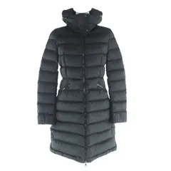 極美品★MONCLER モンクレール FLAMMETTE ロゴワッペン付 ZIP UP ダウンコート ダウンジャケット アウター ブラック 1 正規品 レディース