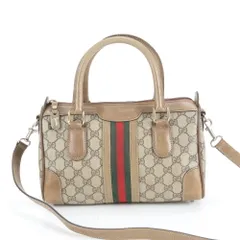 極美品 グッチ GG スプリーム シェリー ライン レザー 2WAY ショルダーバッグ ミニ ボストン 斜め掛け ハンド レディース RUE DC26-10【中古】