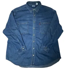 デニムシャツ リーバイス 赤タブ ロゴ JEANS ボタンアップ ワークシャツ カジュアル レディース ユニセックス メンズ 古着 長袖