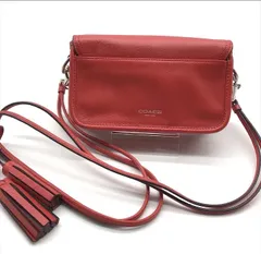 美品 COACH コーチ レガシー ペニー 斜め掛け 2WAY ショルダー バッグ ポシェット ミニ バッグ レッド レザ－ レディース k3909k