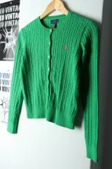 W(L) ポロ ラルフローレン ニット カーディガン キッズ ケーブル編み ポニー-1636C