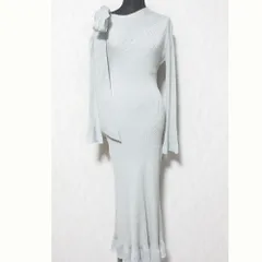 美品 24SS SNIDEL スナイデル ショルダーリボンアシンメニットワンピース SWNO241100 サイズF ライトブルー レディース 古着 中古 USED
