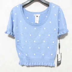 未使用 DOUBLE STANDARD CLOTHING ダブルスタンダードクロージング ドットエンブロイダリー ニット サイズ38 ブルー レディース 古着 中古 USED