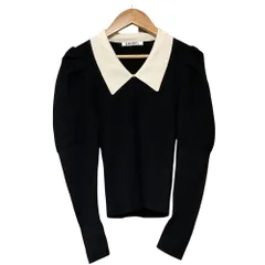 美品 SNIDEL スナイデル ニットカラーパフスリプルオーバー Free ブラック レディース 古着 中古 USED