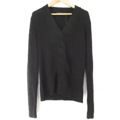 未使用 LAUREN RALPH LAUREN ローレン ラルフローレン Vネック ケーブル編み リブニット Mサイズ ブラック  レディース 古着 中古 USED