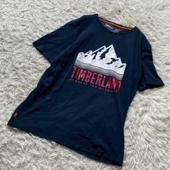 TIMBERLAND ロゴ入りTシャツ ネイビー L カジュアル 山 イラスト