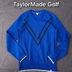 【TaylorMade】テーラーメイド 秋冬 ウール素材 長袖ゴルフニットセーター M レディース ロゴマーク ブルー
