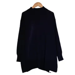 美品 BLUE LABEL CRESTBRIDGE ブルーレーベルクレストブリッジ サイドチェック ニット チュニック サイズ38 ネイビー レディース 古着 中古 USED