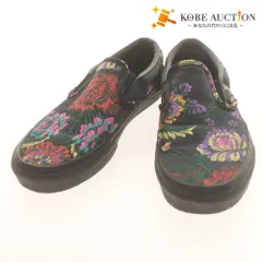 ■ バンズ VANS スリッポン シューズ 靴 クラシック フェスティバル サテン 花柄 レディース 24.5cm ブラック 箱付き