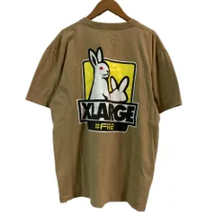 良品 FR2 × XLARGE エフアールツー エクストララージ コラボ Fxxking Rabbits バックプリント 半袖 Tシャツ サイズL ベージュ メンズ 古着 中古 USED