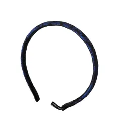 美品 ACCA アッカ レースデザイン サテン カチューシャ ヘアアクセサリー ブルー×ブラック レディース 古着 中古 USED