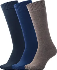 PIENILO ハイソックス メンズ 冬 靴下 暖かい 厚手 裏起毛 防寒 ビジネスソックス ロング丈 黒 25-27cm 3足セット (カラー3足,  25.0-27.0 cm)