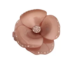 美品 ALEXANDRE DE PARIS アレクサンドルドゥパリ カメリア フラワーモチーフ ラインストーン バレッタ ヘアアクセサリー ピンク レディース 古着 中古 USED
