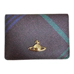 美品 Vivienne Westwood ヴィヴィアンウエストウッド チェック柄 オーブ カードケース 名刺入れ パープル系 レディース 古着 中古 USED