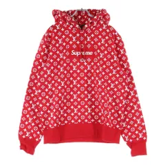 LOUIS VUITTON (ルイヴィトン) 17AW ×SUPREME Monogram Box Logo Hooded Sweatshirt シュプリーム モノグラムボックスロゴフーディー プルオーバーパーカー レッド HDY91WJIU