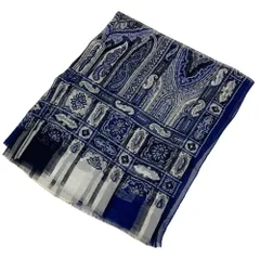 美品 ETRO エトロ ペイズリープリント シルクストール ブルー レディース 古着 中古 USED