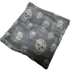 アレキサンダーマックイーン スカルシルクスカーフ ストール グレー ブランド古着】スカル シルクスカーフ（バンダナ/スカーフ