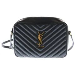 SAINT LAURENT PARIS (サンローランパリ) ルー カサンドラロゴプレート Vステッチ レザー ショルダー カメラバッグ ゴールド金具 ブラック 574494