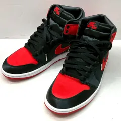 01w-5069 ナイキ エアジョーダン 1 NIKE AIR JORDAN 1   WMNS ウィメンズ レトロ ハイ OG サテンブレッド ブラック/ユニバーシティーレッド /ホワイト 26.5cm タグ/箱なし メンズ  スニーカー  【中古品】