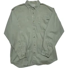 コロンビア ボタンダウンシャツ Columbia ベージュ系 無地 シンプル 単色 ロゴ 胸ポケ アウトドアブランド コットン100% XL メンズ 古着 長袖