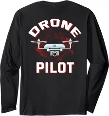 送料無料 バックプリント100%コットン  「ドローン パイロット リモコンドローン」面白い長袖Tシャツ メンズ  レディース　かわいい　ユーモア　パロディ 柔らかい肌触り オシャレ 快適 丸襟 軽い  服 通勤 部屋着  春秋