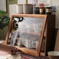 ミニ食器棚 木製 ガラス扉 おしゃれ キッチン収納棚 卓上食器棚 調味料ラック ミニカップボード 上置き カウンター上収納棚 キッチンカウン