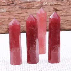 結晶 天然石 レッドイチゴクリスタル 六角柱 ストーン インテリア 恋愛運 開運 玄関 彫刻 リビング 置物 オブジェ お洒落 可愛い 風水 縁起物 運勢アップ 開運