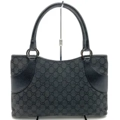 GUCCI グッチ 113015 ハンドバッグ GGキャンバス レザーブラック 黒 レディース	 メンズ ファッション プレゼント USED