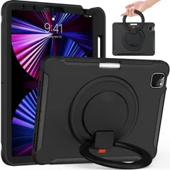 【人気商品】対応 対応 ケースiPad Pro 2022/2020 11 第4/3/2/1世代 第4・5世代 用 カバー リング付き ケースAir 衝撃吸収 軽い (M3/2025新型，M2/2024年) 頑丈 360°回転スタンド 11インチ 多方向 ハンド