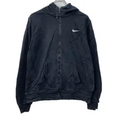 NIKE ロゴスウェット パーカー M ブラック ホワイト ナイキ ジップアップ フーディー 刺繍ワンポイント 無地スウェット 秋物 a712-5463