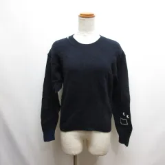 ユニクロ UNIQLO × アニヤハインドマーチ プレミアムラム クルーネック セーター M ネイビー ニット ウール ANYA HINDMARCH