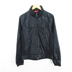 プーマ PUMA ジャンパー ブルゾン 長袖 ジップアップ 切替 ロゴ ナイロン L ブラック ※EKM