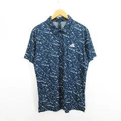 アディダス adidas PRIMEBLUE ポロシャツ 半袖 総柄 ロゴ XO ネイビー スポーツウェア ※EKM