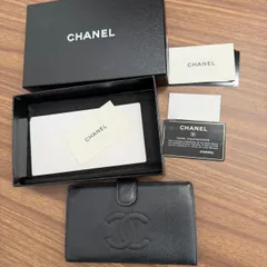 ★CHANEL シャネル キャビアスキン がま口 長財布 ブラック 黒 ヴィンテージ ギャラカードあり レザー レディース