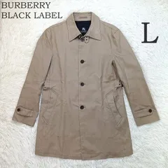 BURBERRY BLACK LABEL バーバリーブラックレーベル ステンカラーコート L メンズ ベージュ 裏地 ホースロゴチェック