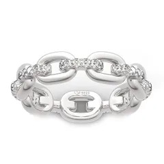 【新品】 [Jeulia] レディース 指輪 チェーンデザイン お洒落 シルバー ピンキーリング 金属アレルギー対応 結婚 婚約指輪 日本サイズ 専用ボックスつき 誕生日 ホワイトデー プレゼント ギフト (Silver, 15) 0