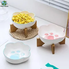 ペット食器 ペット食器台 フードボウル 猫用食器 陶器 猫の肉球型 スタンド付き 食べやすい 可愛い 餌入れ 餌皿 ご飯皿 お皿 水飲み